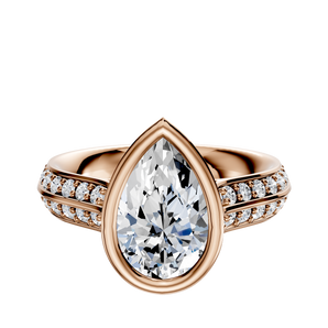 14K Rose Gold Bezel Full Bezel North/South Cathedral Knife Edge 1-Row-Pave 2.5mm Engagement Ring