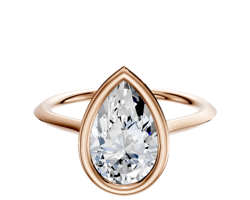 14K Rose Gold Bezel Full Bezel North/South Cathedral Knife Edge 1.5mm Engagement Ring