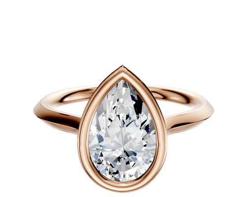 14K Rose Gold Bezel Full Bezel North/South Cathedral Knife Edge 2.0mm Engagement Ring