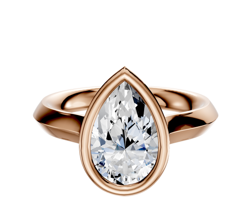 14K Rose Gold Bezel Full Bezel North/South Cathedral Knife Edge 3.0mm Engagement Ring