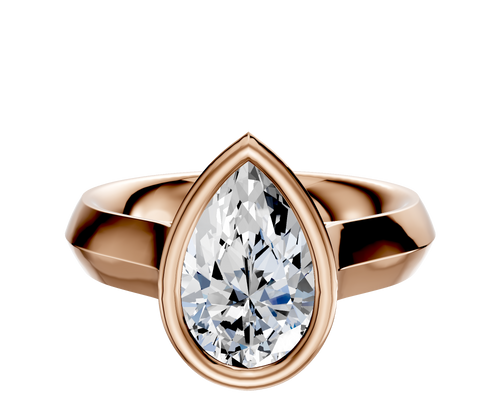 14K Rose Gold Bezel Full Bezel North/South Cathedral Knife Edge 4.0mm Engagement Ring