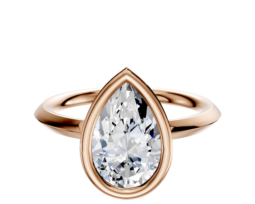 14K Rose Gold Bezel Full Bezel North/South Classic Knife Edge 2.0mm Engagement Ring