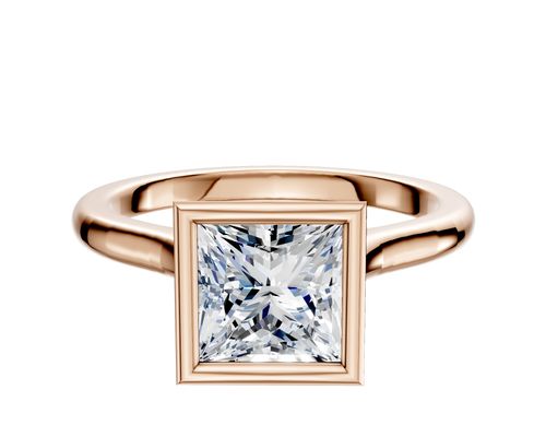 14K Rose Gold Bezel Full Bezel North/South Cathedral Dome 2.0mm Engagement Ring