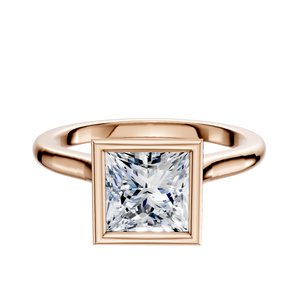 14K Rose Gold Bezel Full Bezel North/South Cathedral Dome 2.0mm Engagement Ring