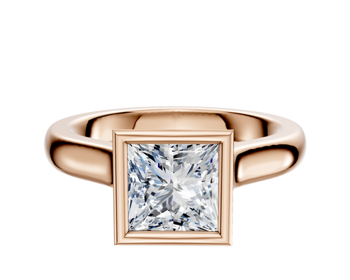 14K Rose Gold Bezel Full Bezel North/South Cathedral Dome 3.0mm Engagement Ring