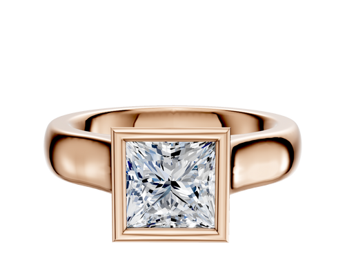 14K Rose Gold Bezel Full Bezel North/South Cathedral Dome 4.0mm Engagement Ring