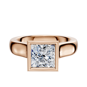 14K Rose Gold Bezel Full Bezel North/South Cathedral Dome 4.0mm Engagement Ring