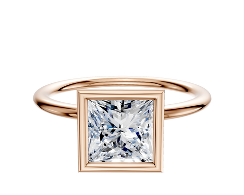 14K Rose Gold Bezel Full Bezel North/South Classic Dome 1.5mm Engagement Ring