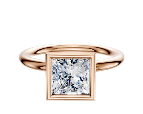 14K Rose Gold Bezel Full Bezel North/South Classic Dome 2.0mm Engagement Ring