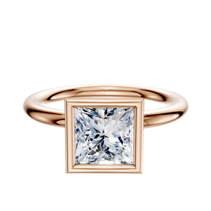 14K Rose Gold Bezel Full Bezel North/South Classic Dome 2.0mm Engagement Ring