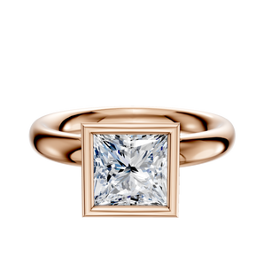 14K Rose Gold Bezel Full Bezel North/South Classic Dome 3.0mm Engagement Ring