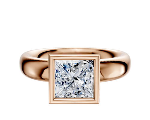 14K Rose Gold Bezel Full Bezel North/South Classic Dome 4.0mm Engagement Ring