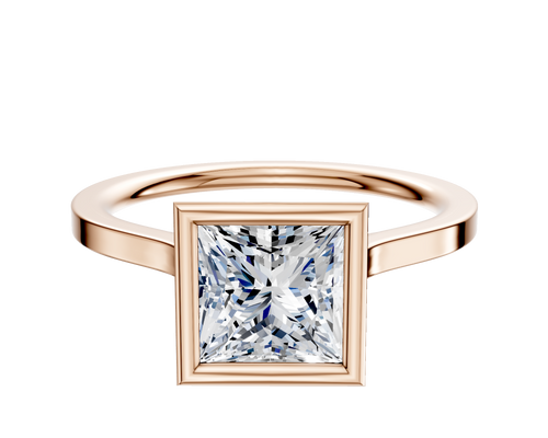 14K Rose Gold Bezel Full Bezel North/South Cathedral Flat 1.5mm Engagement Ring