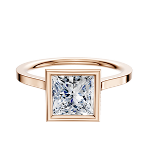 14K Rose Gold Bezel Full Bezel North/South Cathedral Flat 1.5mm Engagement Ring