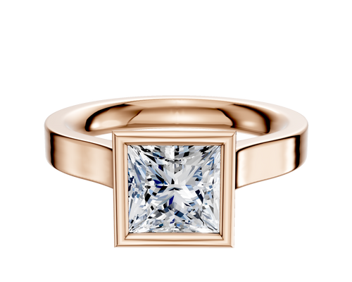 14K Rose Gold Bezel Full Bezel North/South Cathedral Flat 3.0mm Engagement Ring