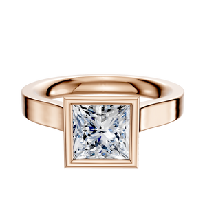 14K Rose Gold Bezel Full Bezel North/South Cathedral Flat 3.0mm Engagement Ring