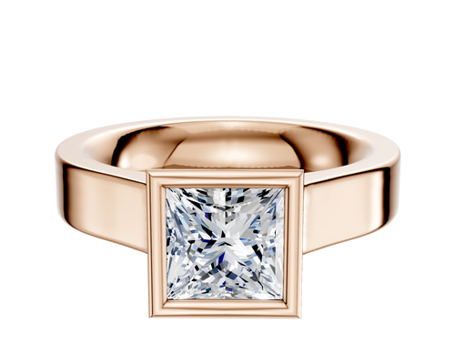 14K Rose Gold Bezel Full Bezel North/South Cathedral Flat 4.0mm Engagement Ring