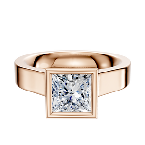 14K Rose Gold Bezel Full Bezel North/South Cathedral Flat 4.0mm Engagement Ring