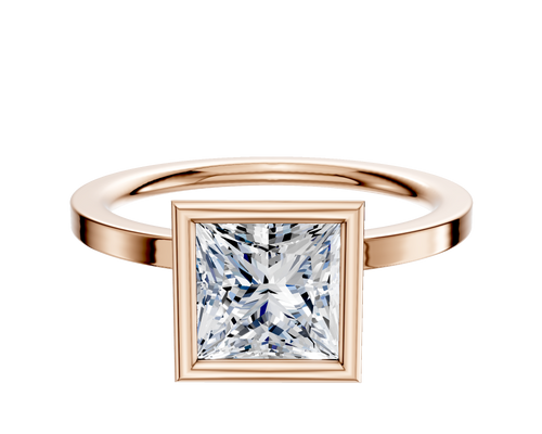 14K Rose Gold Bezel Full Bezel North/South Classic Flat 1.5mm Engagement Ring