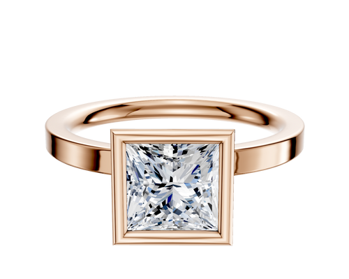 14K Rose Gold Bezel Full Bezel North/South Classic Flat 2.0mm Engagement Ring