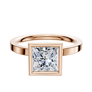 14K Rose Gold Bezel Full Bezel North/South Classic Flat 2.0mm Engagement Ring