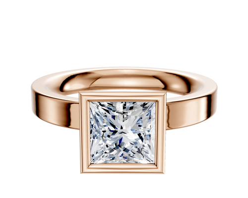 14K Rose Gold Bezel Full Bezel North/South Classic Flat 3.0mm Engagement Ring