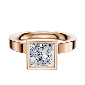 14K Rose Gold Bezel Full Bezel North/South Classic Flat 3.0mm Engagement Ring