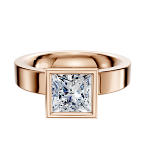 14K Rose Gold Bezel Full Bezel North/South Classic Flat 4.0mm Engagement Ring