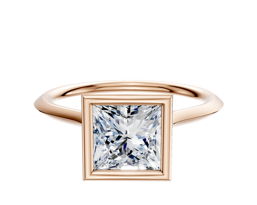 14K Rose Gold Bezel Full Bezel North/South Cathedral Knife Edge 1.5mm Engagement Ring