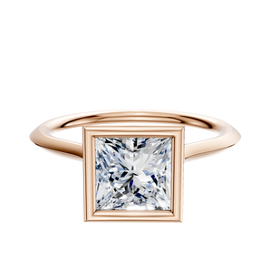 14K Rose Gold Bezel Full Bezel North/South Cathedral Knife Edge 1.5mm Engagement Ring