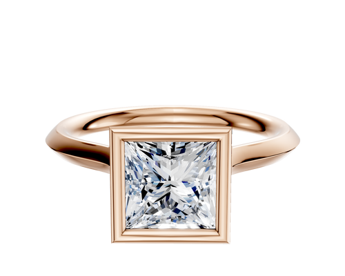 14K Rose Gold Bezel Full Bezel North/South Cathedral Knife Edge 2.0mm Engagement Ring