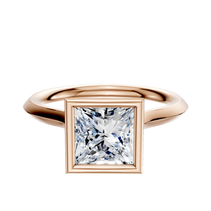 14K Rose Gold Bezel Full Bezel North/South Cathedral Knife Edge 2.0mm Engagement Ring