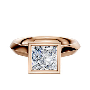 14K Rose Gold Bezel Full Bezel North/South Cathedral Knife Edge 3.0mm Engagement Ring