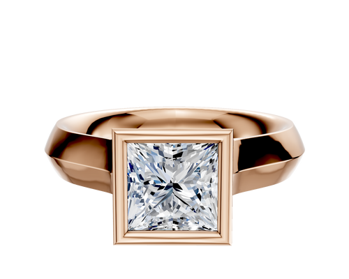 14K Rose Gold Bezel Full Bezel North/South Cathedral Knife Edge 4.0mm Engagement Ring