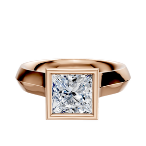 14K Rose Gold Bezel Full Bezel North/South Cathedral Knife Edge 4.0mm Engagement Ring