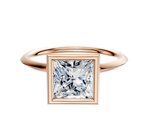 14K Rose Gold Bezel Full Bezel North/South Classic Knife Edge 1.5mm Engagement Ring