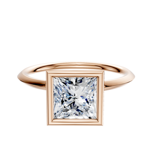 14K Rose Gold Bezel Full Bezel North/South Classic Knife Edge 1.5mm Engagement Ring