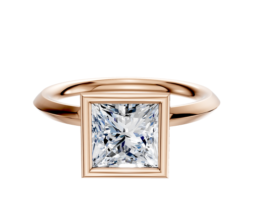 14K Rose Gold Bezel Full Bezel North/South Classic Knife Edge 2.0mm Engagement Ring