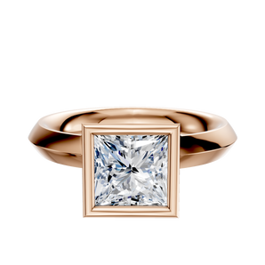 14K Rose Gold Bezel Full Bezel North/South Classic Knife Edge 3.0mm Engagement Ring