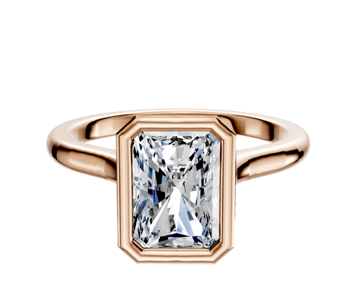 14K Rose Gold Bezel Full Bezel North/South Cathedral Dome 2.0mm Engagement Ring