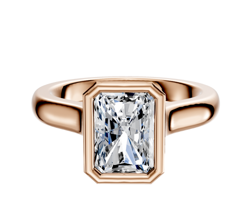 14K Rose Gold Bezel Full Bezel North/South Cathedral Dome 3.0mm Engagement Ring