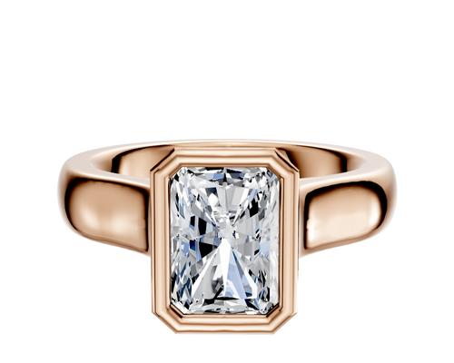 14K Rose Gold Bezel Full Bezel North/South Cathedral Dome 4.0mm Engagement Ring