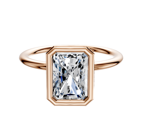 14K Rose Gold Bezel Full Bezel North/South Classic Dome 1.5mm Engagement Ring
