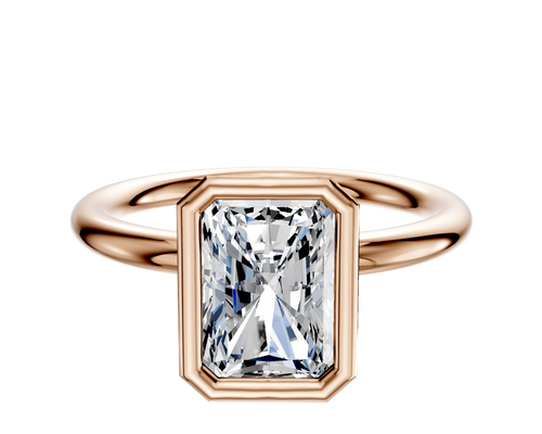 14K Rose Gold Bezel Full Bezel North/South Classic Dome 2.0mm Engagement Ring