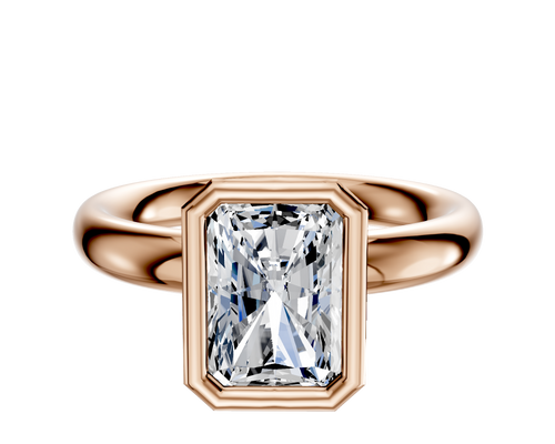 14K Rose Gold Bezel Full Bezel North/South Classic Dome 3.0mm Engagement Ring