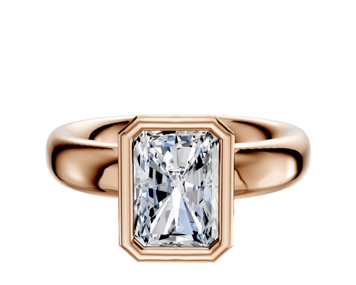 14K Rose Gold Bezel Full Bezel North/South Classic Dome 4.0mm Engagement Ring