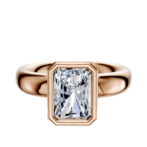 14K Rose Gold Bezel Full Bezel North/South Classic Dome 4.0mm Engagement Ring