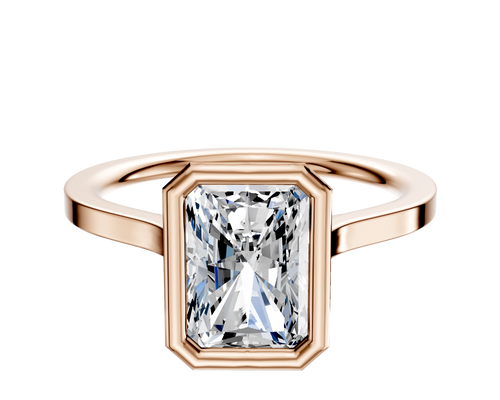 14K Rose Gold Bezel Full Bezel North/South Cathedral Flat 1.5mm Engagement Ring