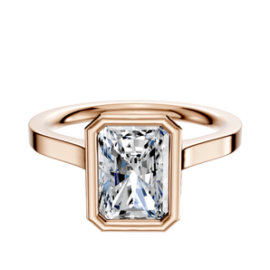 14K Rose Gold Bezel Full Bezel North/South Cathedral Flat 2.0mm Engagement Ring