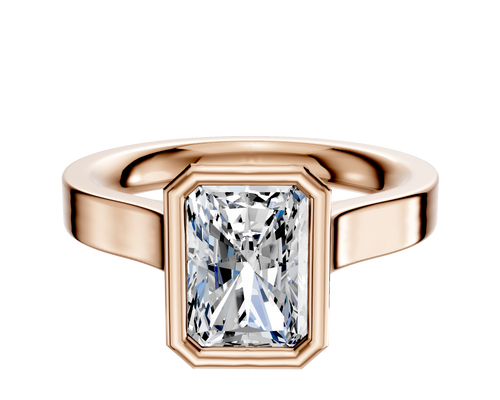 14K Rose Gold Bezel Full Bezel North/South Cathedral Flat 3.0mm Engagement Ring